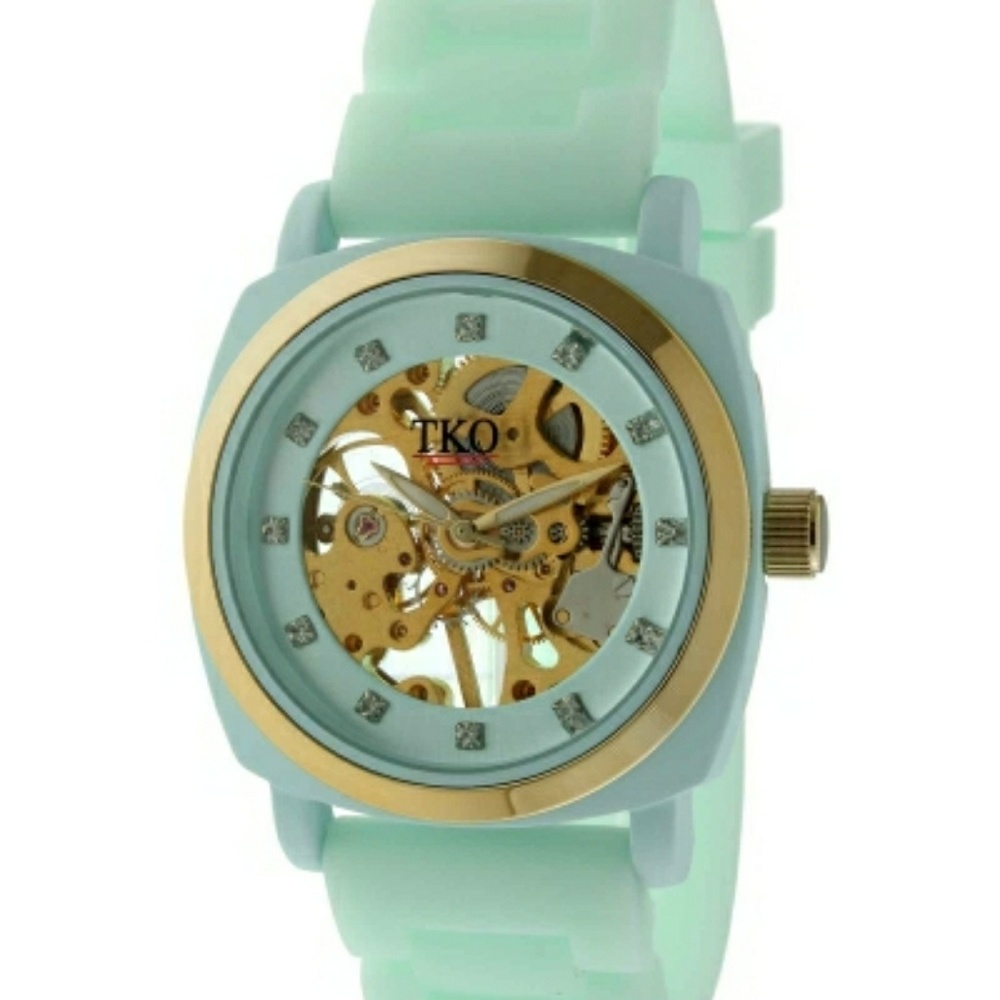 NWT TKO Skeleton mint green gold watch MSRP 125